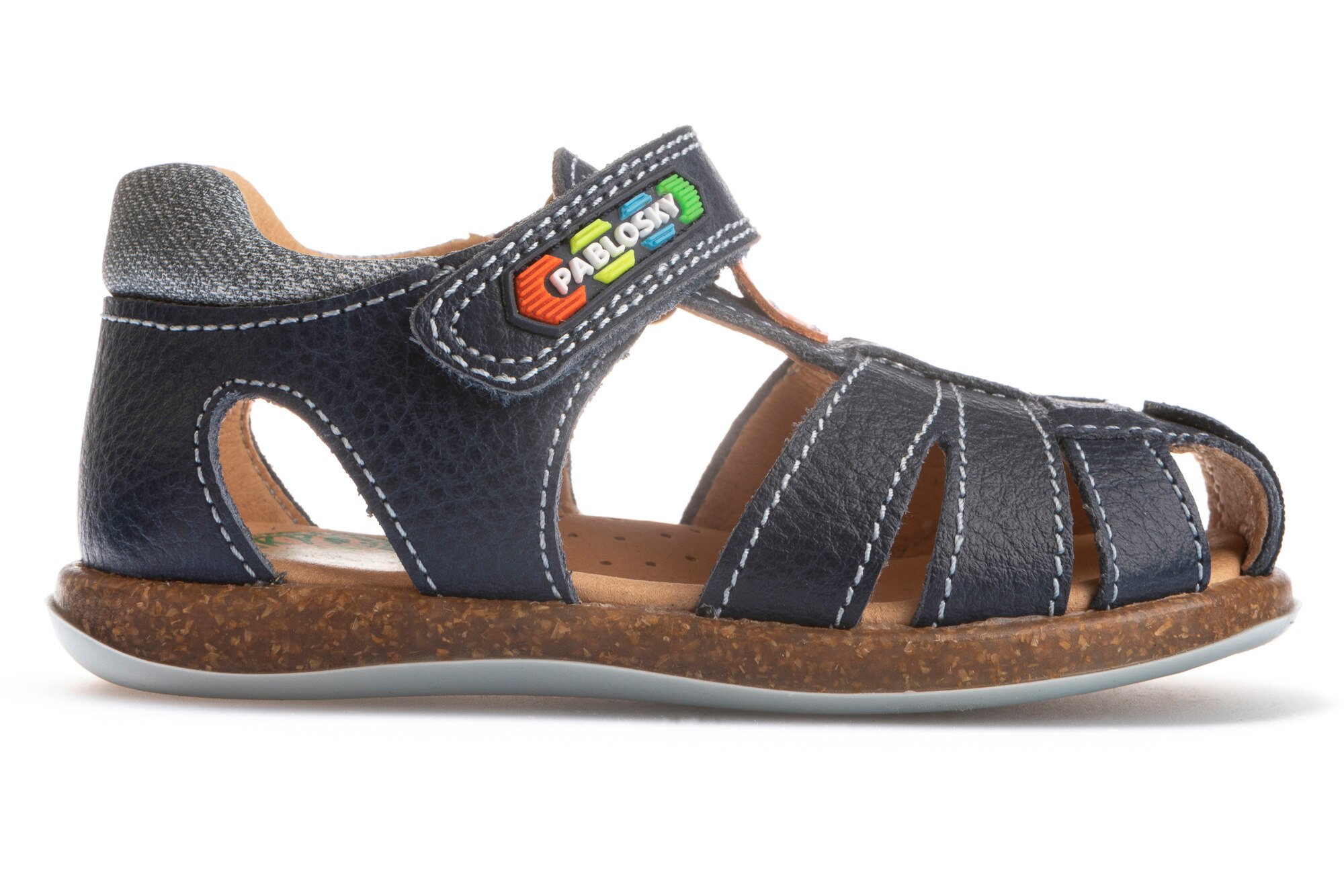 Sandalias de bebé de piel con cierre adherente - Pablosky - Azul oscuro Azul oscuro-6