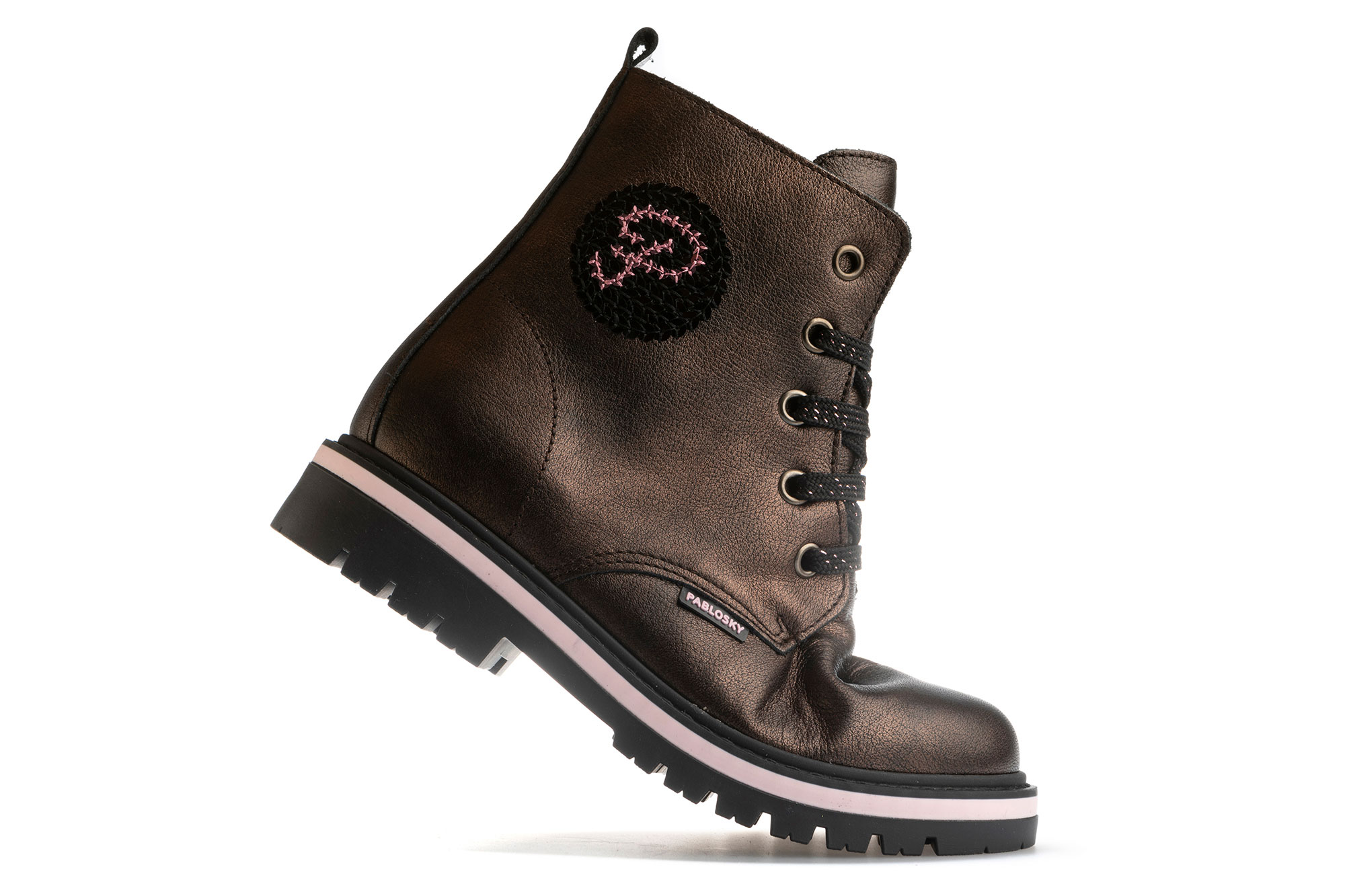 Botas de niña de piel con cordones - Pablosky - Marrón Marrón-6