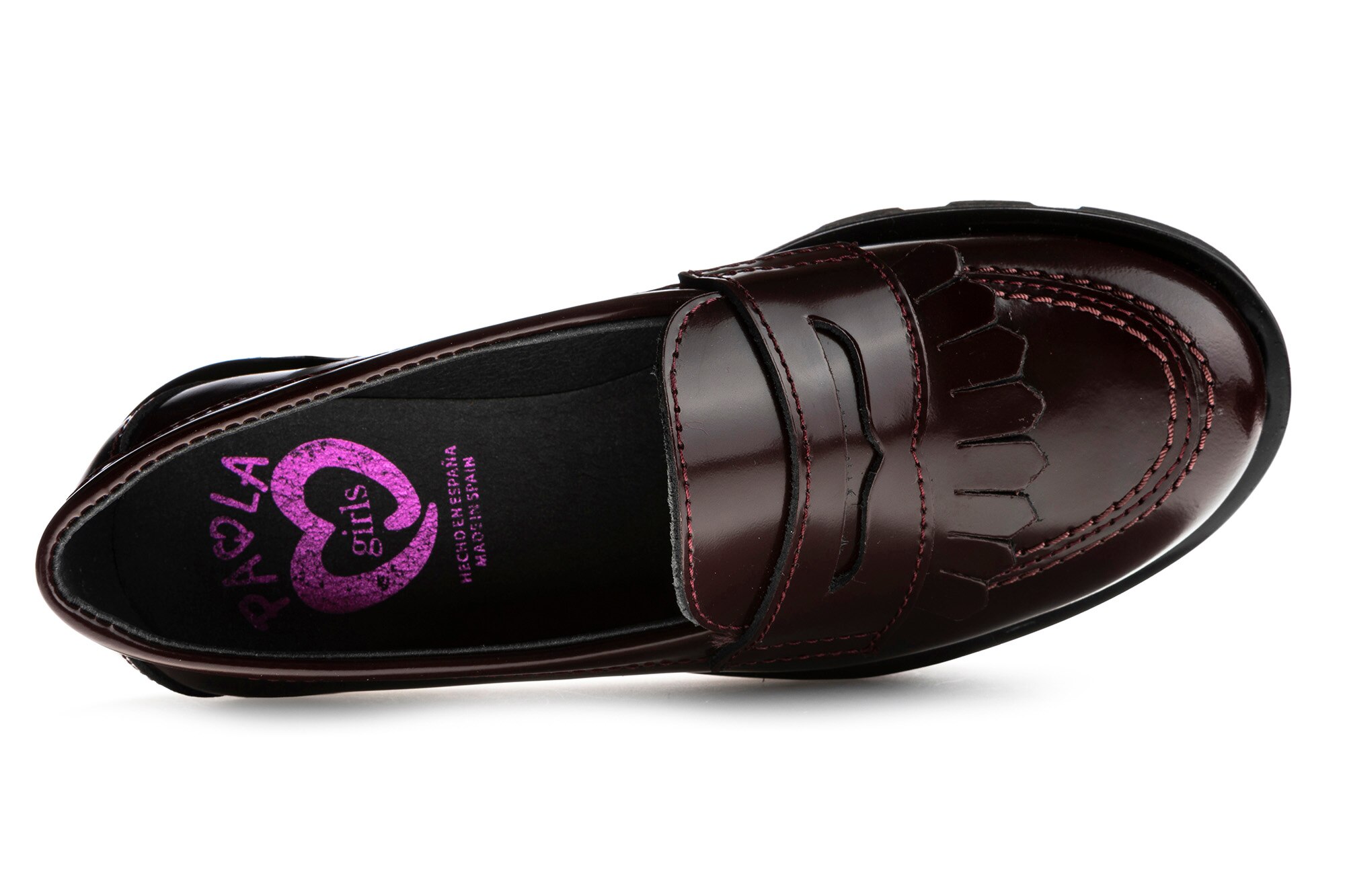 Mocasines de niña Paola de piel bovina en color negro - Pablosky - Rojo Rojo-5