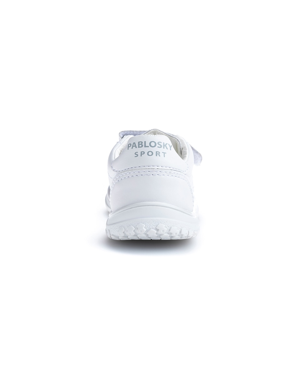 Zapatillas de niño tipo casco bajas en piel con doble cierre adherente - Pablosky - Blanco Blanco-6