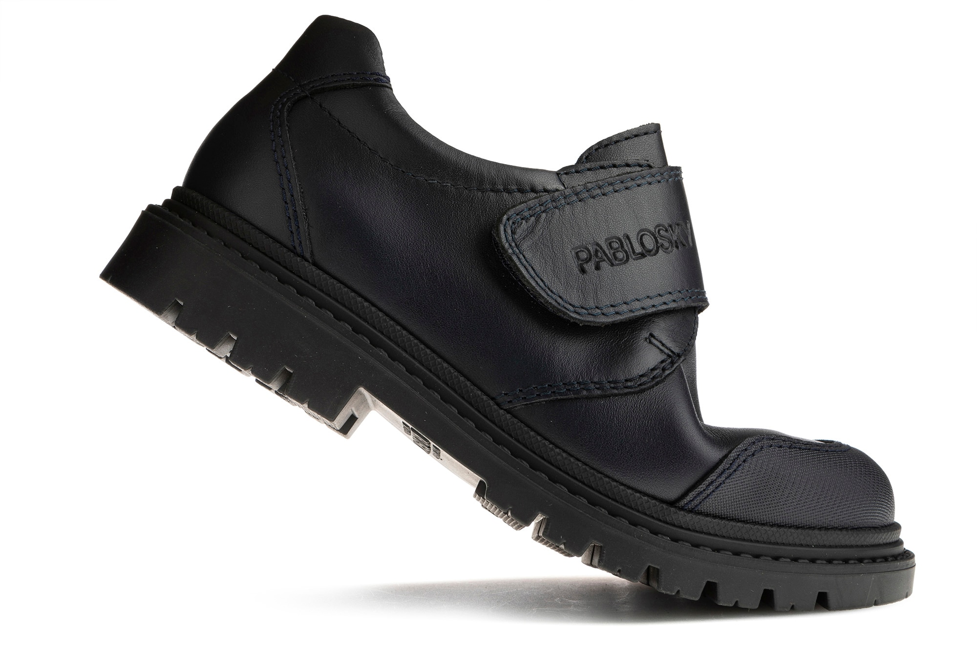 Zapatos de niño en piel con puntera reforzada y cierre adherente - Pablosky - Azul Azul-2