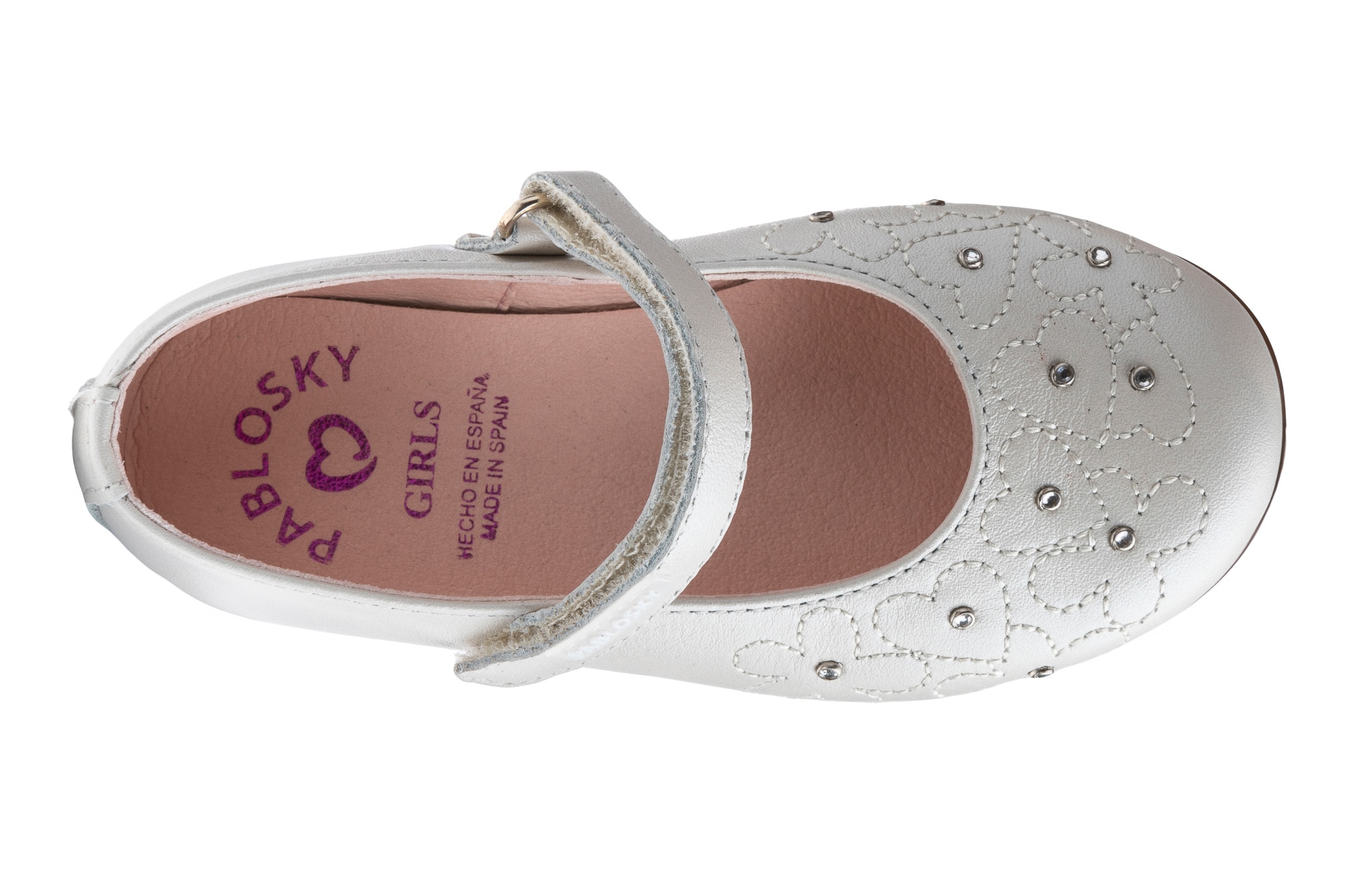 Merceditas de niña de piel con cierre adherente - Pablosky - Beige Beige-4