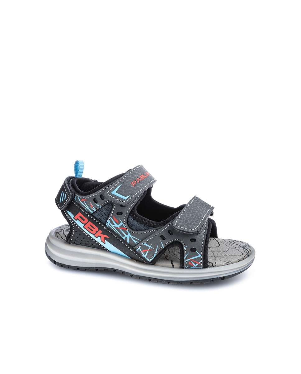 Sandalias de niño con cierre adherente - Pablosky - Gris oscuro Gris oscuro-1