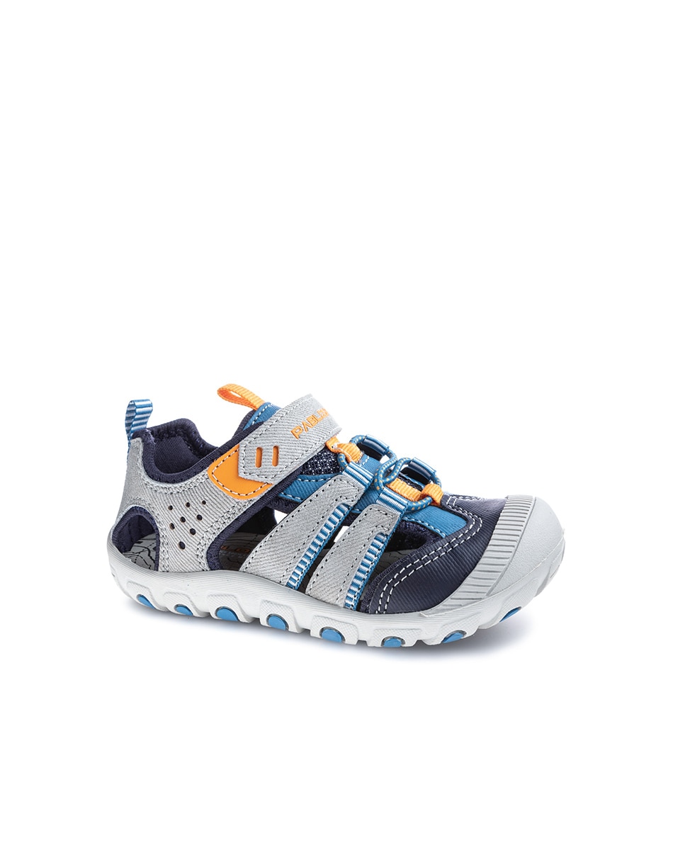 Sandalias de niña de estilo deportivo con cierre adherente - Pablosky - Gris / Naranja Gris / Naranja-1