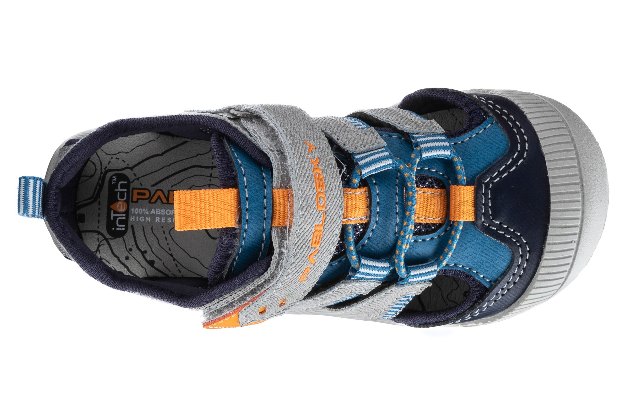 Sandalias de niña de estilo deportivo con cierre adherente - Pablosky - Gris / Naranja Gris / Naranja-4
