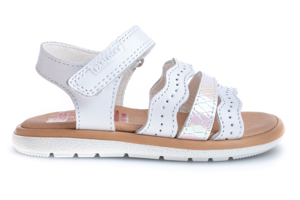 Sandalias de beb?� ni?�a blancas de piel con cierre adherente ?� Pablosky ?� El Corte Ingl?�s
