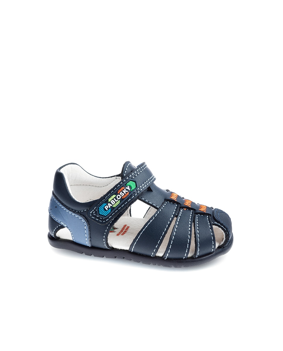Sandalias de bebé de piel con cierre adherente - Pablosky - Azul marino Azul marino-1
