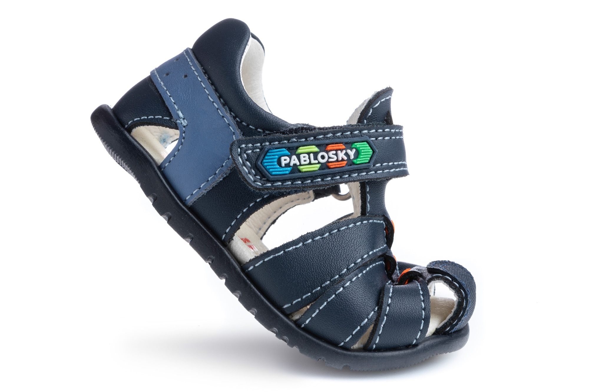 Sandalias de bebé de piel con cierre adherente - Pablosky - Azul marino Azul marino-2