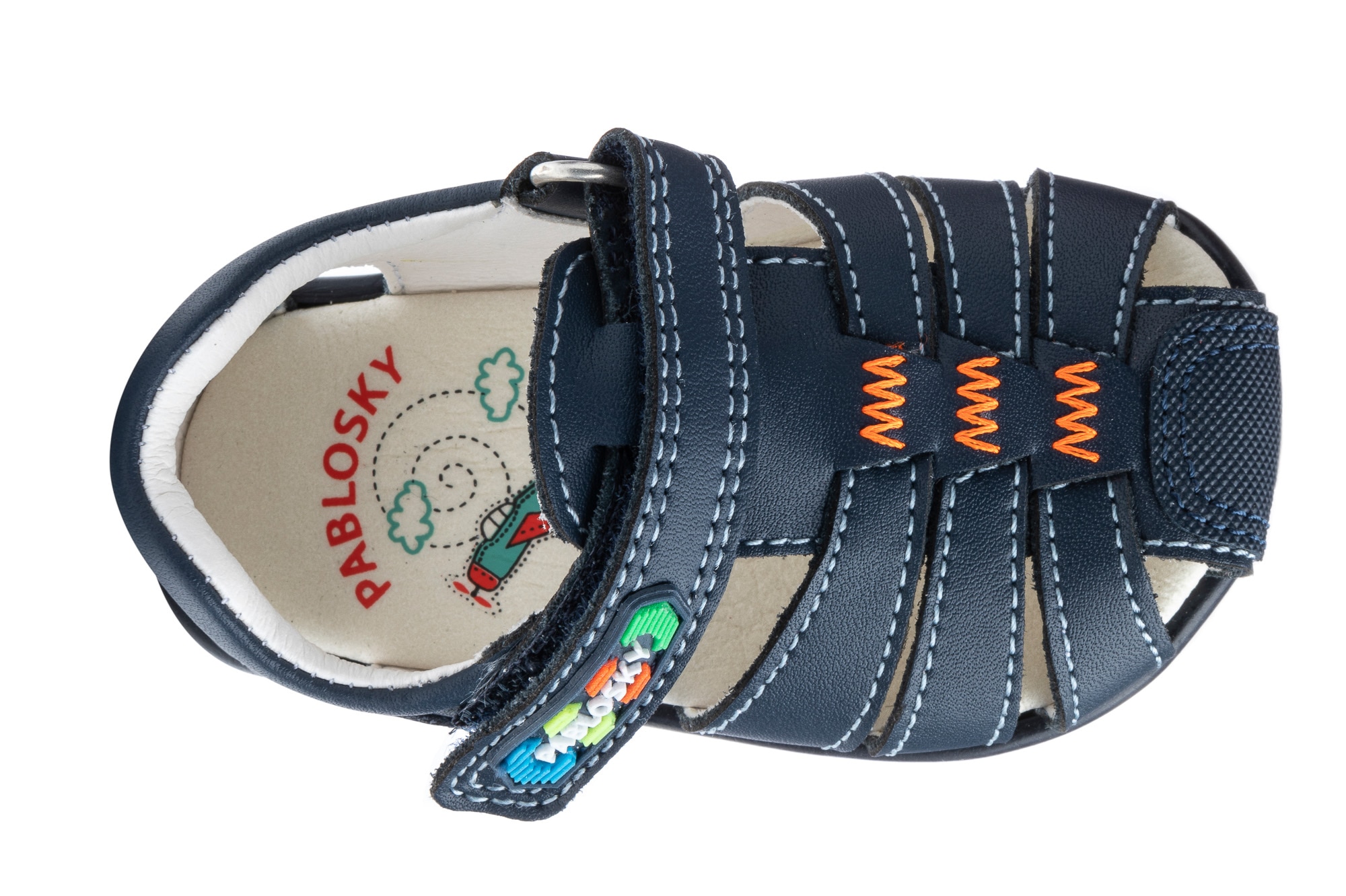 Sandalias de bebé de piel con cierre adherente - Pablosky - Azul marino Azul marino-4