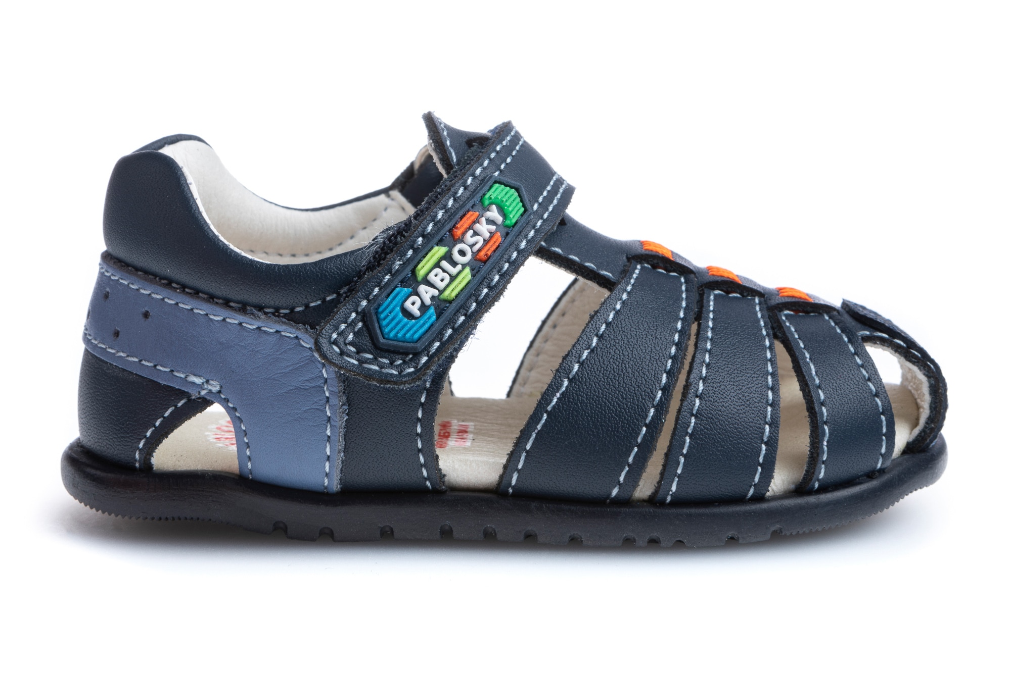 Sandalias de bebé de piel con cierre adherente - Pablosky - Azul marino Azul marino-6
