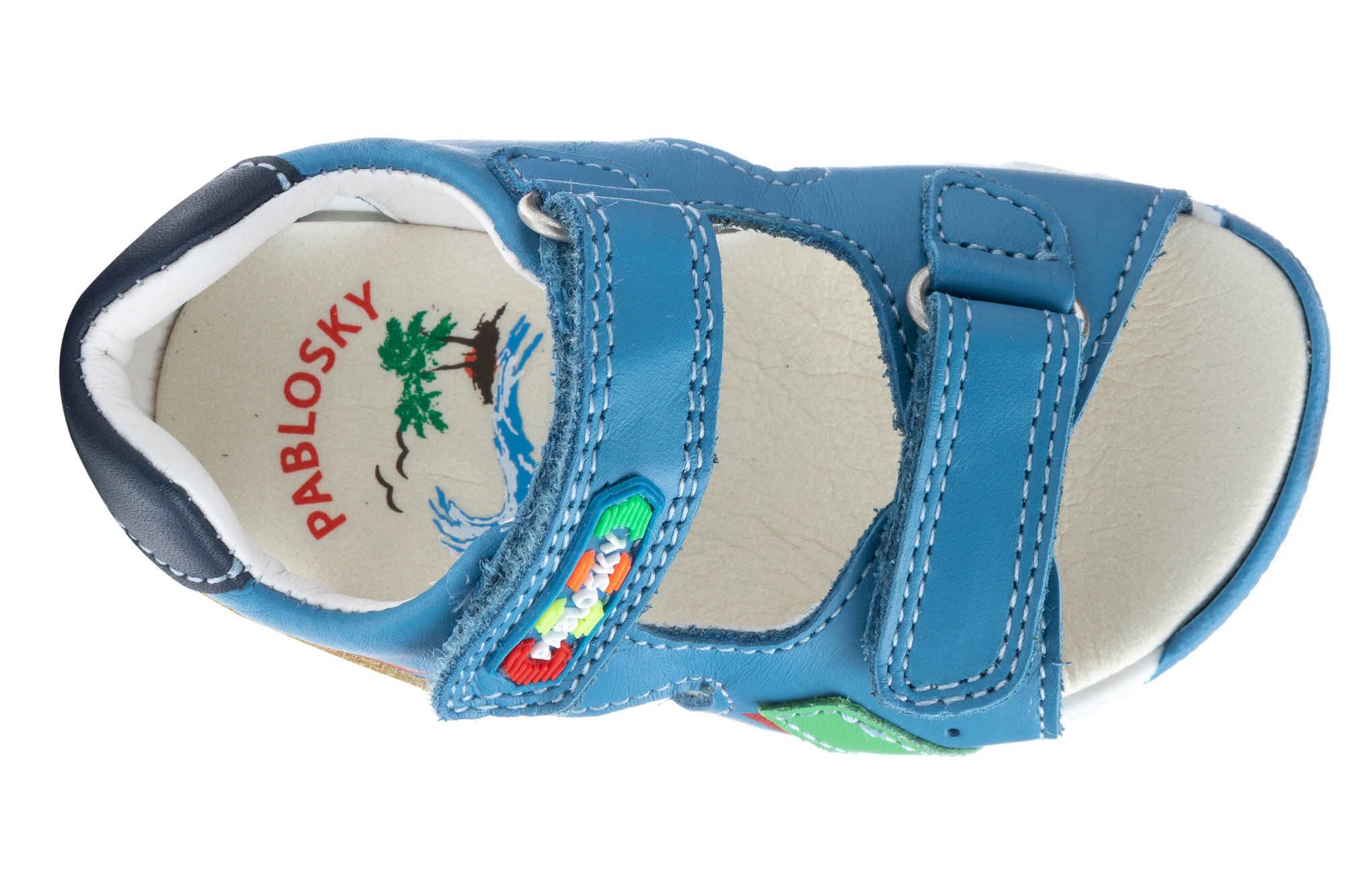 Sandalias de bebé de piel con cierre adherente - Pablosky - Azul Azul-4