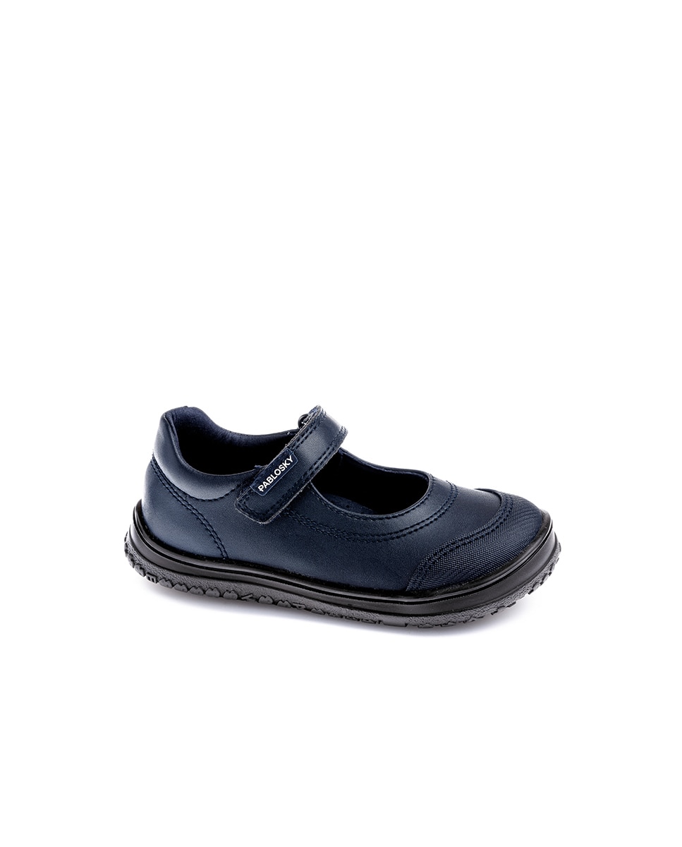 Merceditas de niña con cierre adherente para uniforme escolar - Pablosky - Azul Azul-1