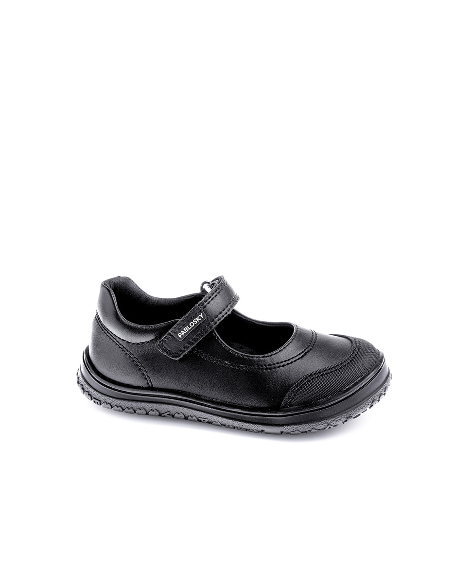 Merceditas de niña con cierre adherente para uniforme escolar - Pablosky - Negro Negro-1