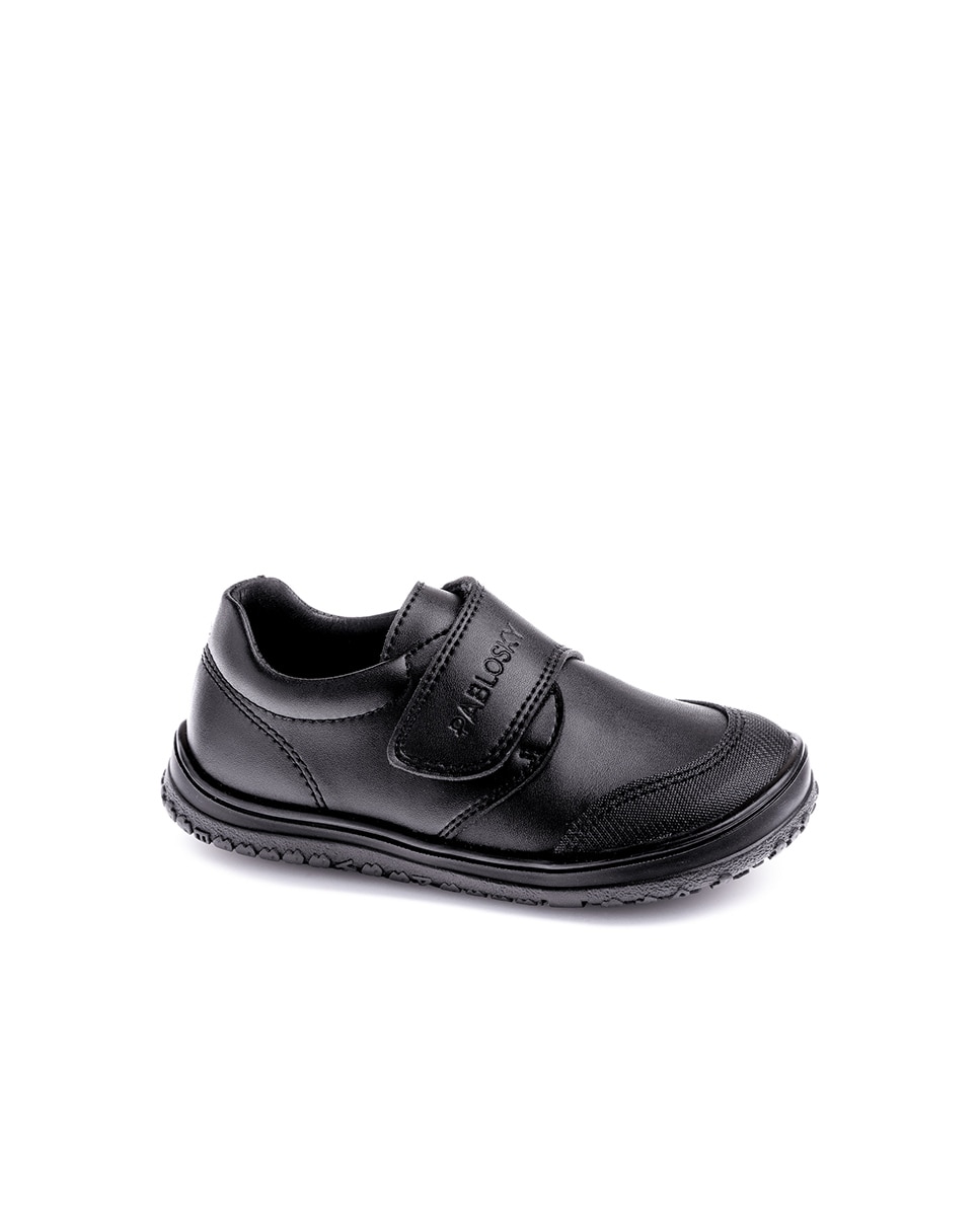 Pablosky - Mocasines de niño de piel con cierre adherente para uniforme escolar.