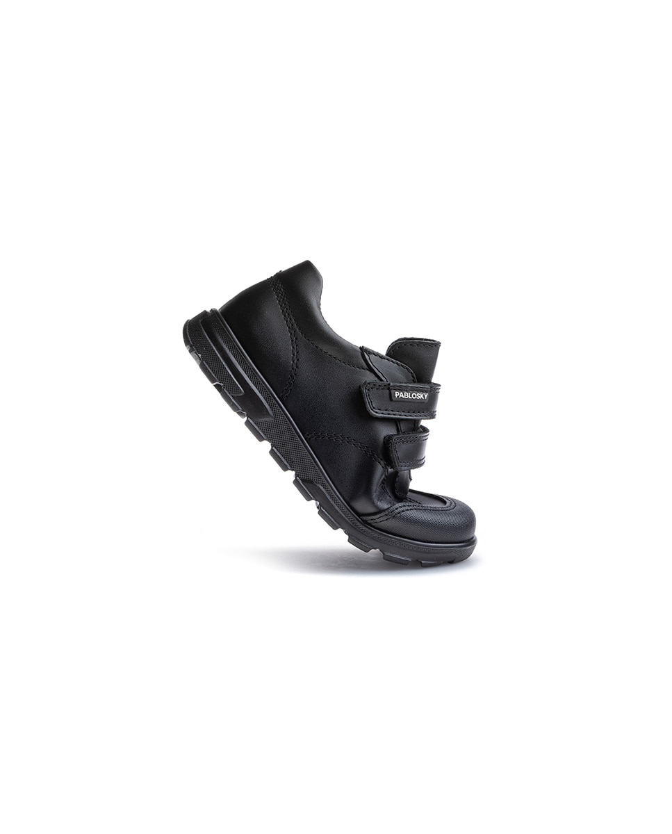 Mocasines de niños pablosky de piel con cierre adherente para el cole - Negro Negro-5