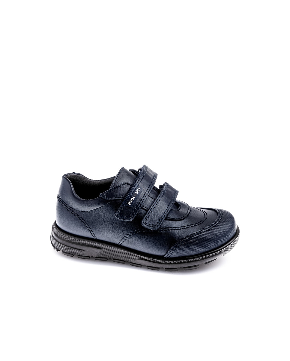 Mocasines de niños pablosky de piel con cierre adherente para el cole - Azul Azul-1