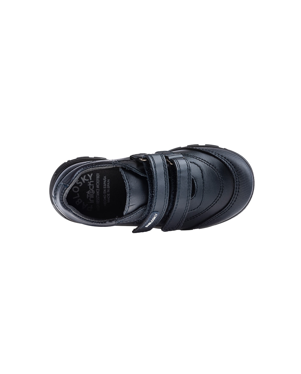 Mocasines de niños pablosky de piel con cierre adherente para el cole - Azul Azul-3