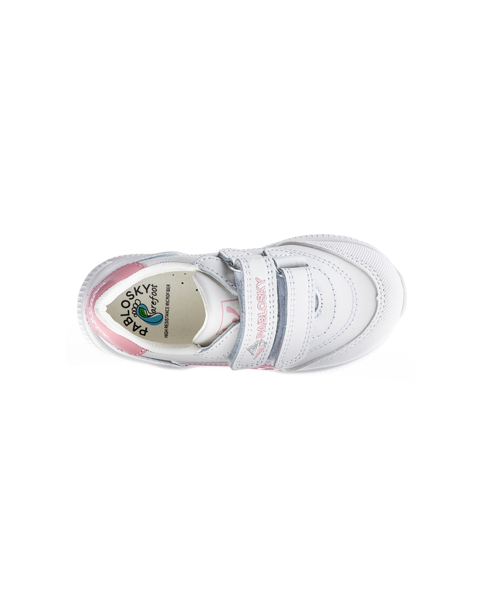 Zapatillas deportivas unisex barefoot con cierre adherente - Pablosky - Blanco / Rosa Blanco / Rosa-4