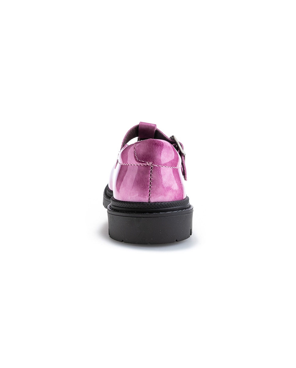 Imagen 5 de Merceditas de niña de piel con hebilla - Pablosky - Rosa / Negro Rosa / Negro