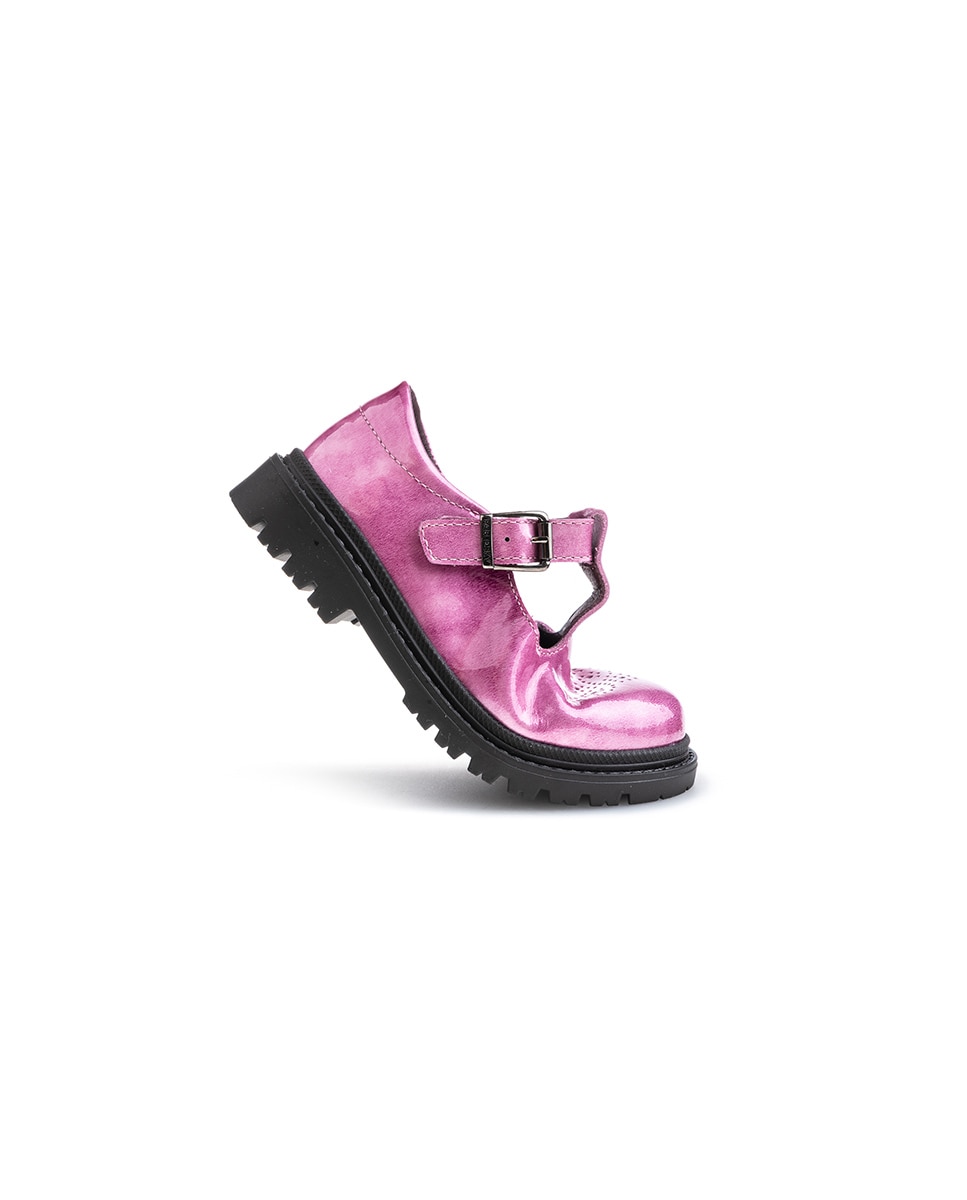 Imagen 6 de Merceditas de niña de piel con hebilla - Pablosky - Rosa / Negro Rosa / Negro