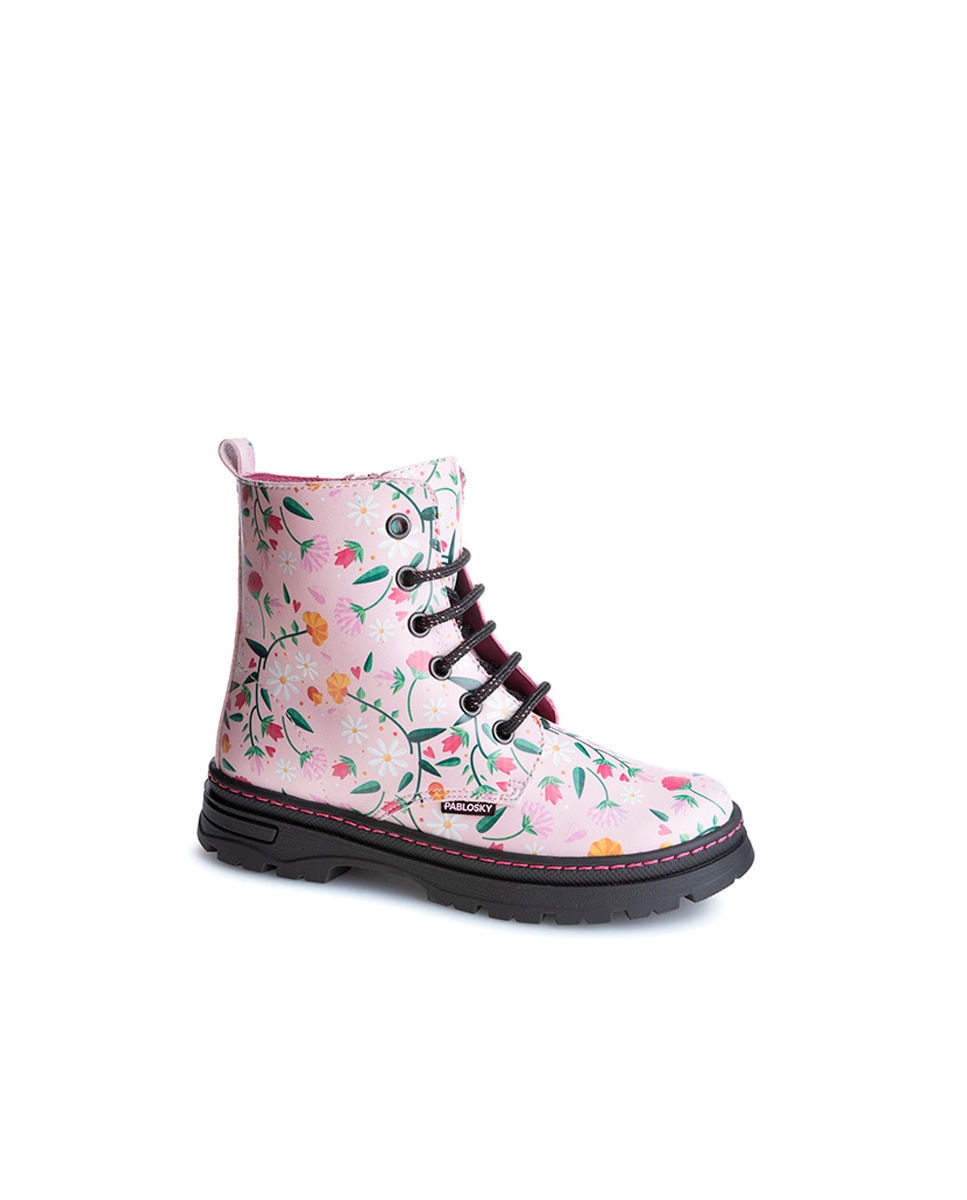 Botines de niña Pablosky textiles con cremallera - Rosa Rosa-1