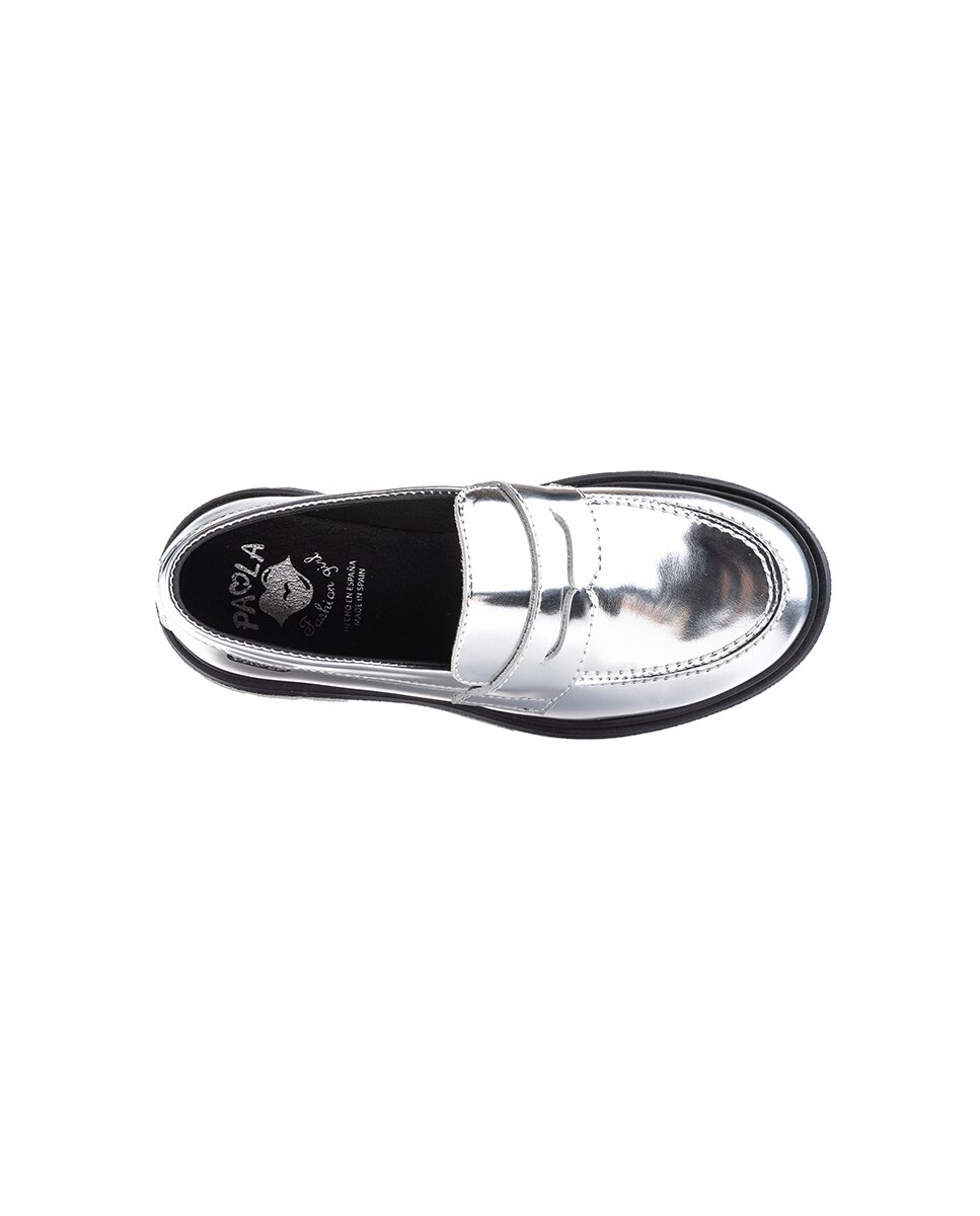 Mocasines de niña Paola de piel - Pablosky - Plata Plata-4