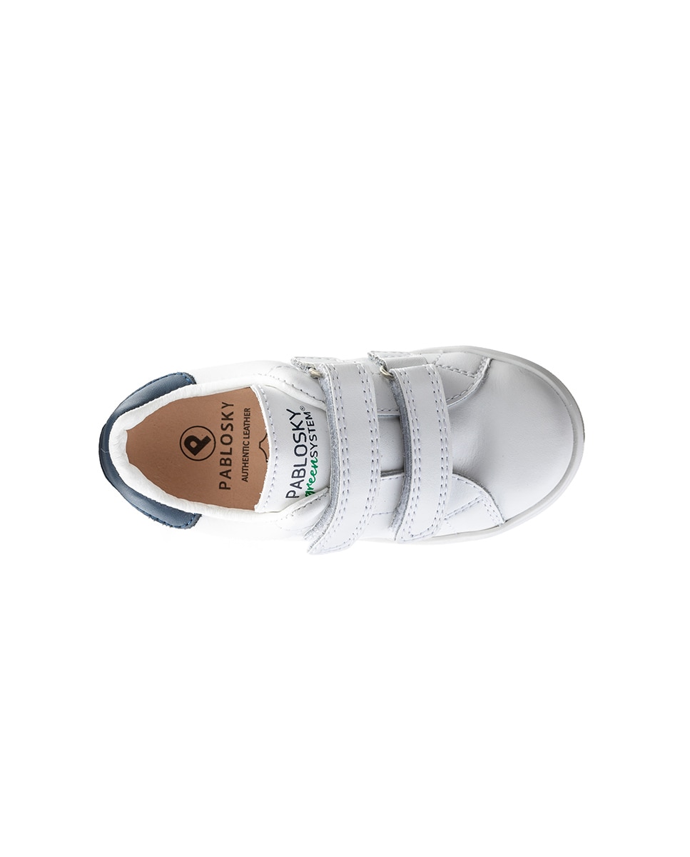 Zapatillas de niños Pablosky de piel con cierre adherente - Rosa Azul-4