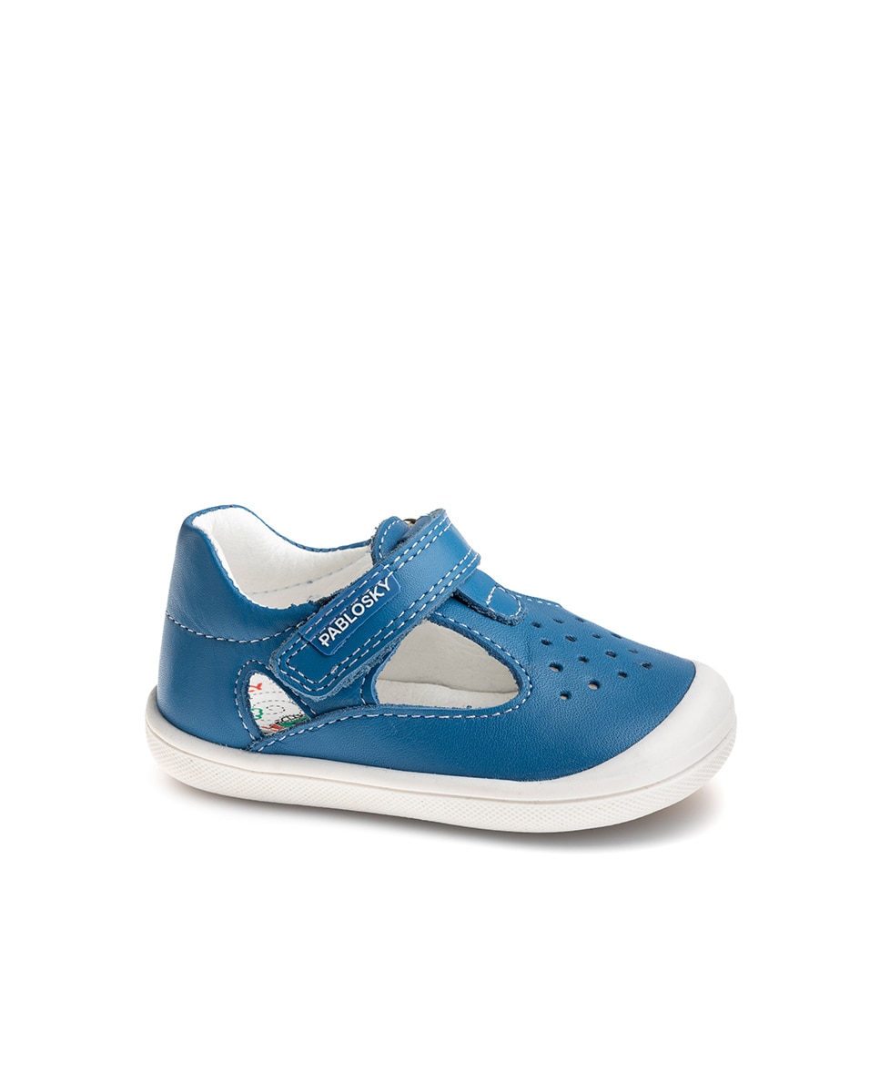 Sandalias de bebé de piel con cierre adherente - Pablosky - Azul Azul-1