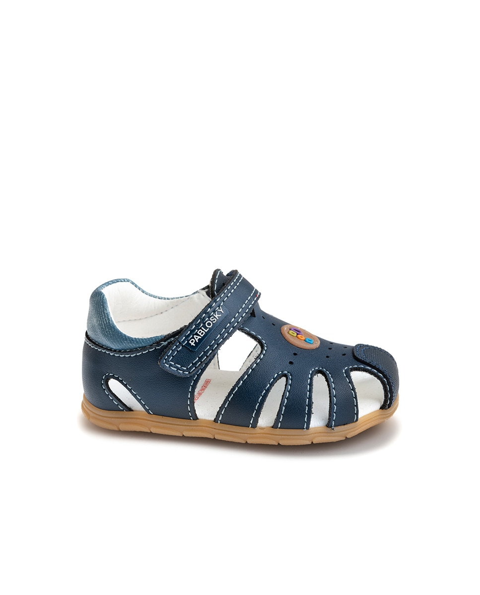 Sandalias de bebé de piel con cierre adherente - Pablosky - Azul marino Azul marino-1