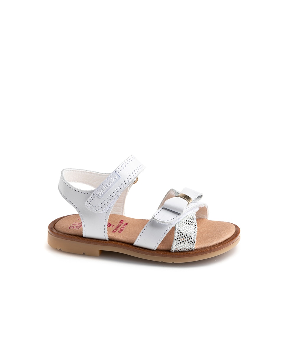 Sandalias de bebé de piel con cierre adherente - Pablosky - Blanco Blanco-1