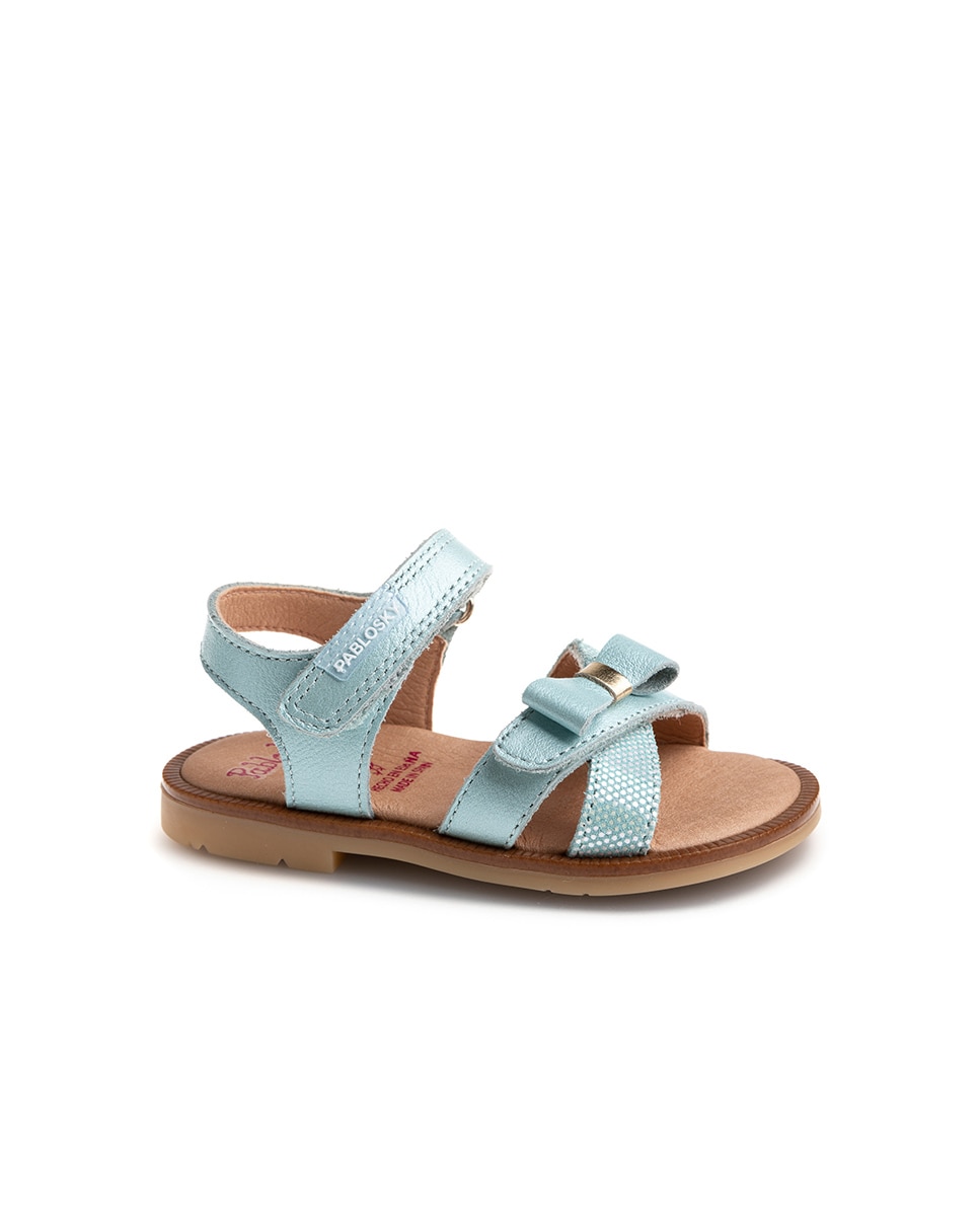 Sandalias de bebé de piel con cierre adherente - Pablosky - Azul celeste Azul celeste-1