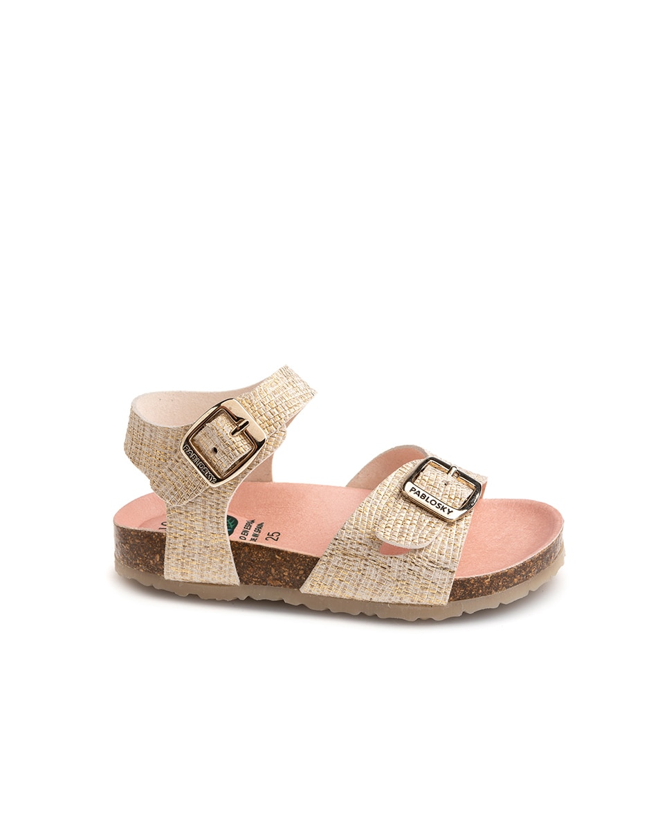 Sandalias de niña de materiales reciclados con hebilla - Pablosky - Beige Beige-1