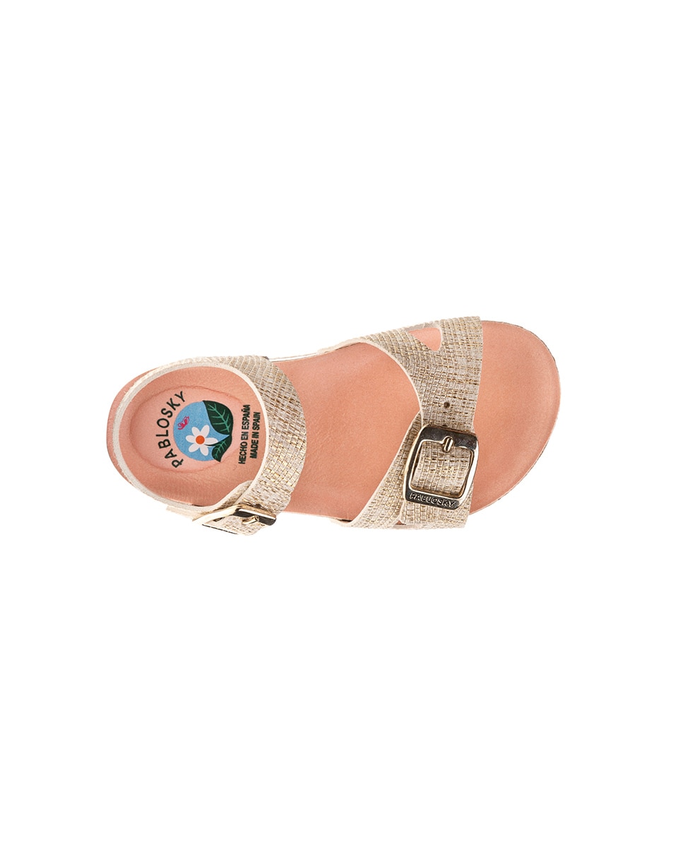 Sandalias de niña de materiales reciclados con hebilla - Pablosky - Beige Beige-4