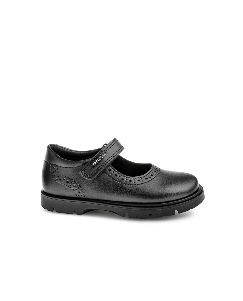 Merceditas de niña con cierre adherente para uniforme escolar - Pablosky - Negro Negro-1