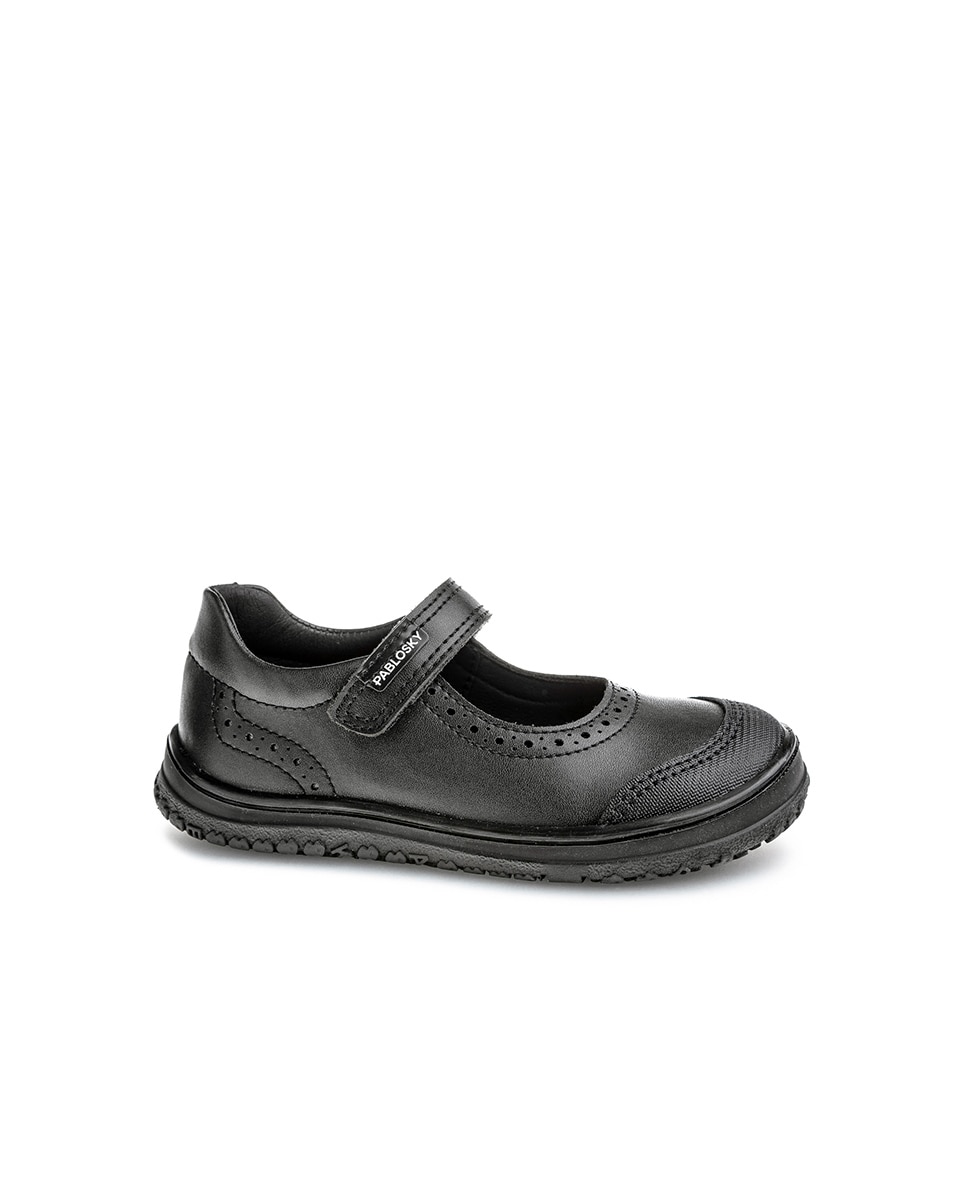 Merceditas de niña con cierre adherente para uniforme escolar - Pablosky - Negro Negro-1