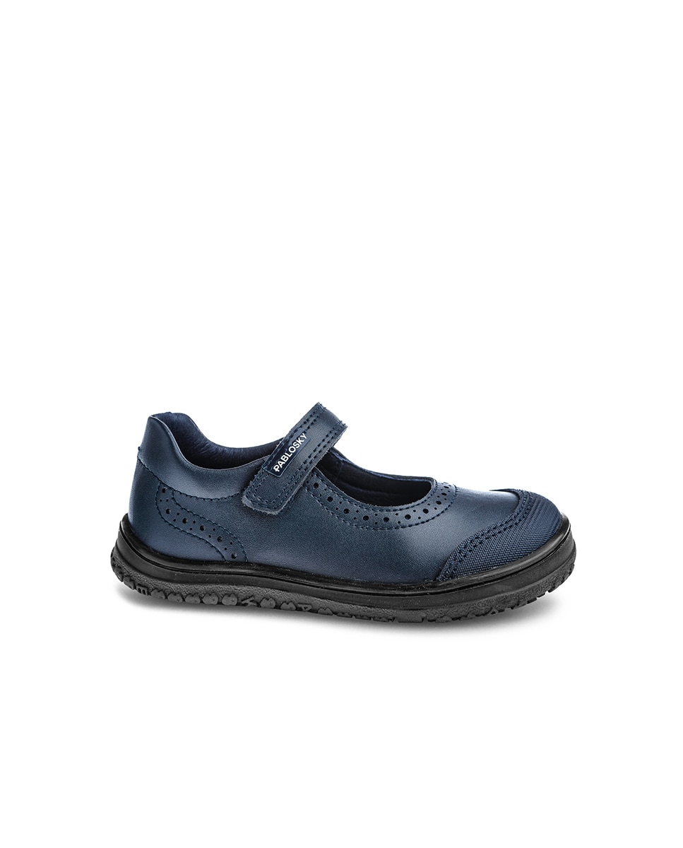 Merceditas de niña con cierre adherente para uniforme escolar - Pablosky - Azul Azul-1