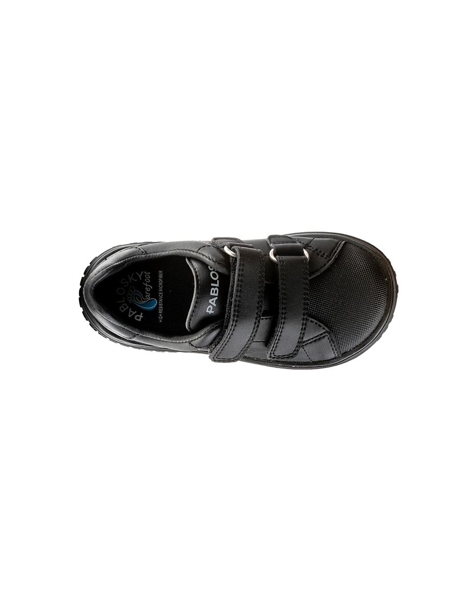 Zapatillas de niño tipo casco bajas en piel con doble cierre adherente - Pablosky - Negro Negro-5