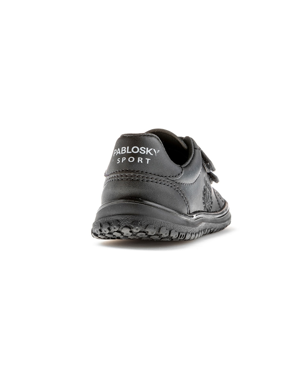 Zapatillas de niño tipo casco bajas en piel con doble cierre adherente - Pablosky - Negro Negro-7