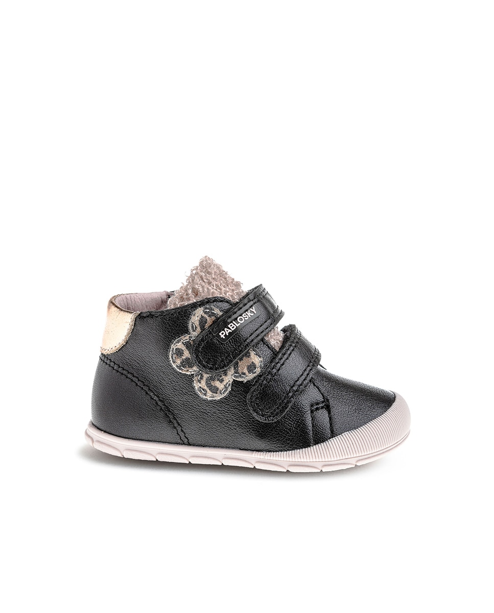 Botas de bebés Pablosky de piel con cierre adherente - Rosa Negro-1