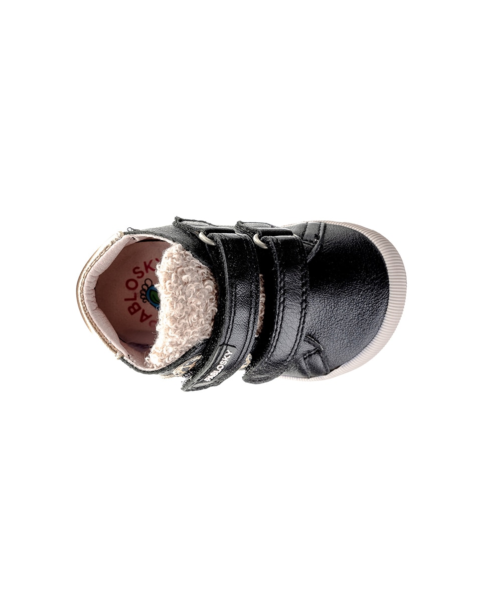 Botas de bebés Pablosky de piel con cierre adherente - Rosa Negro-5
