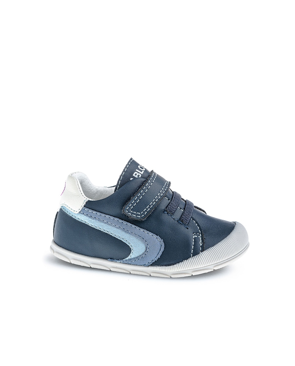 Zapatillas de bebés Pablosky de piel con cierre adherente - Azul Azul-1