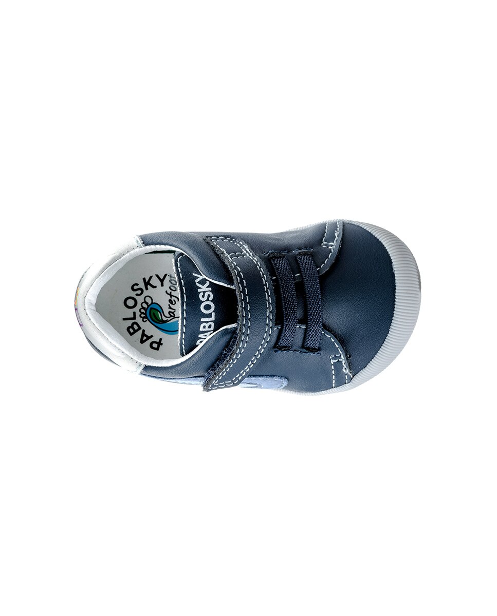 Zapatillas de bebés Pablosky de piel con cierre adherente - Azul Azul-5