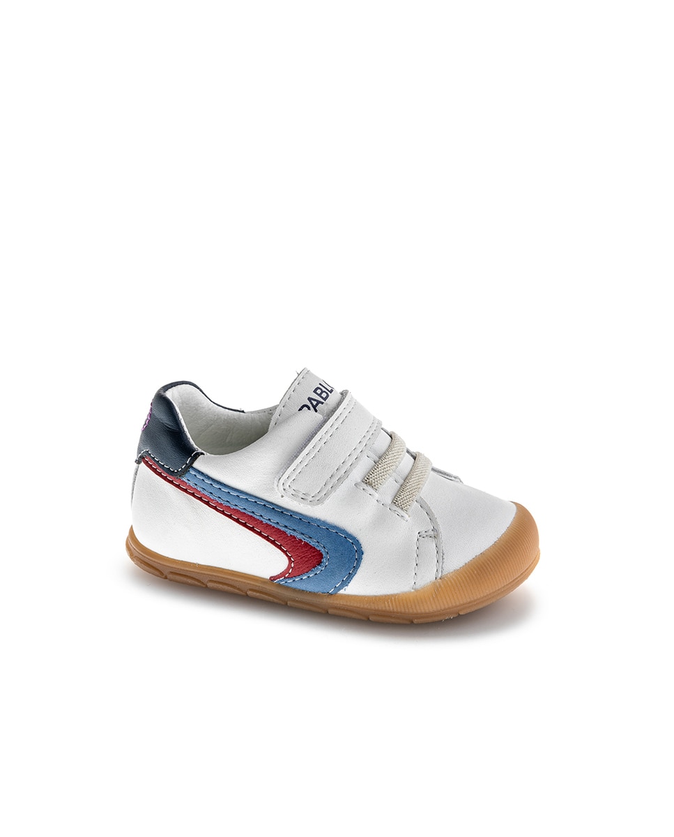 Zapatillas de bebés Pablosky de piel con cierre adherente - Blanco Blanco-1