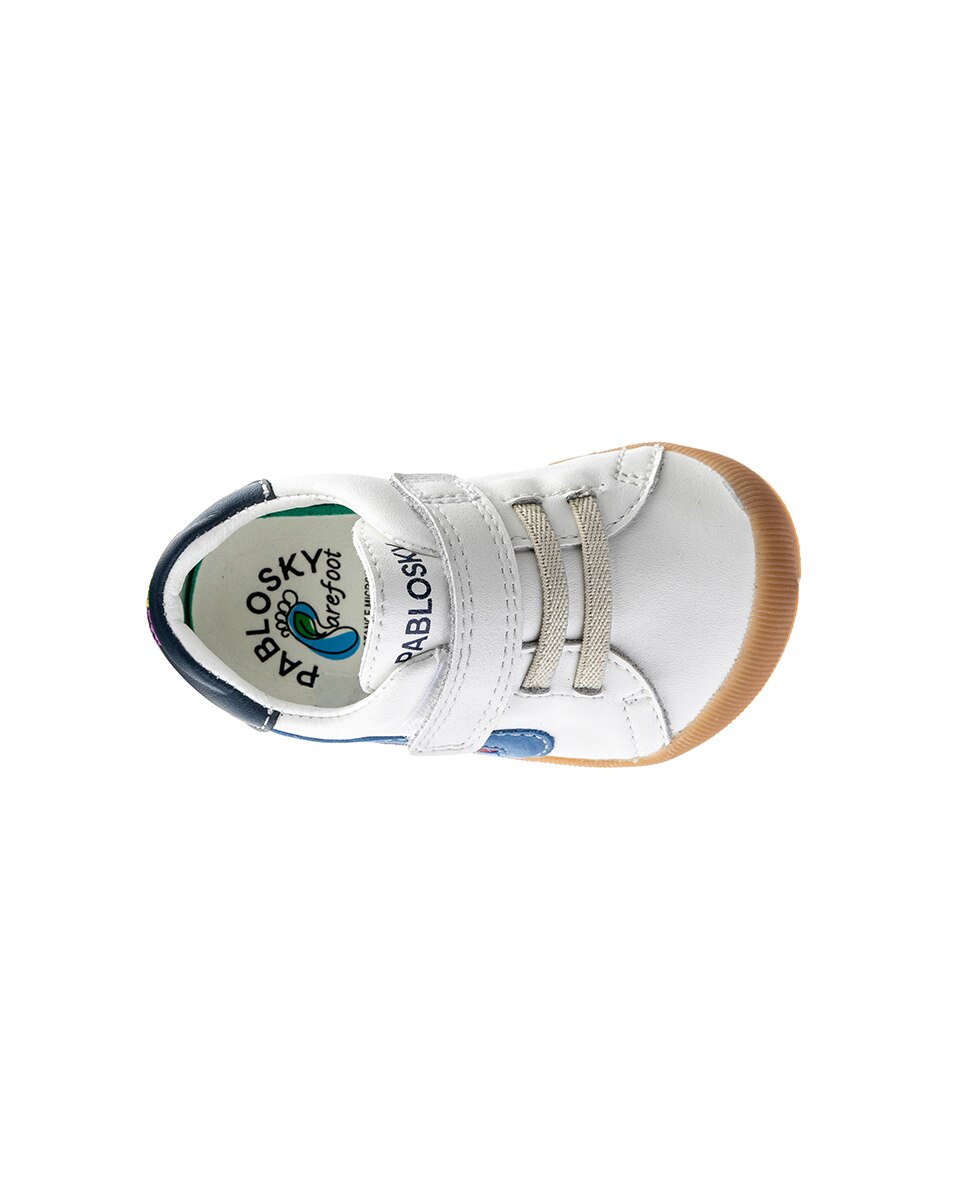 Zapatillas de bebés Pablosky de piel con cierre adherente - Blanco Blanco-5