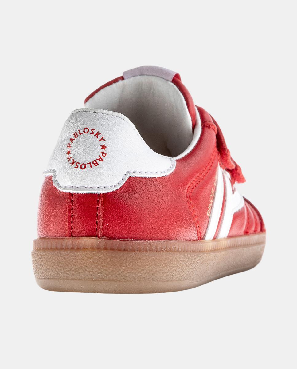 Zapatillas deportivas de niños pablosky barefoot de piel con cierre adherente - Rojo Rojo-4