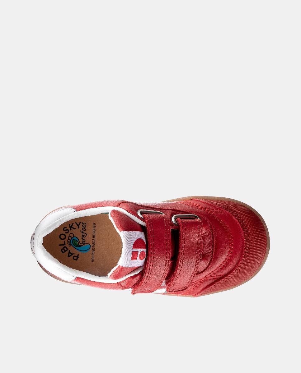 Zapatillas deportivas de niños pablosky barefoot de piel con cierre adherente - Rojo Rojo-5