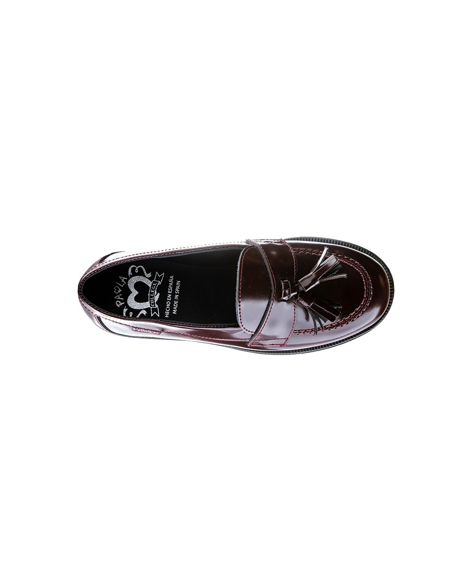 Mocasines de niña de piel para uniforme escolar - Pablosky - Rojo Rojo-2