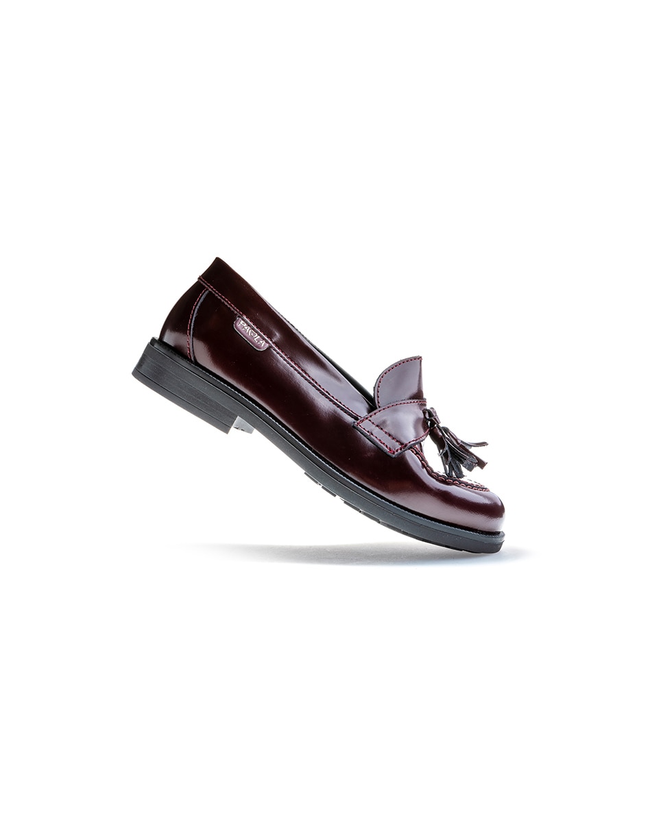 Mocasines de niña de piel para uniforme escolar - Pablosky - Rojo Rojo-5