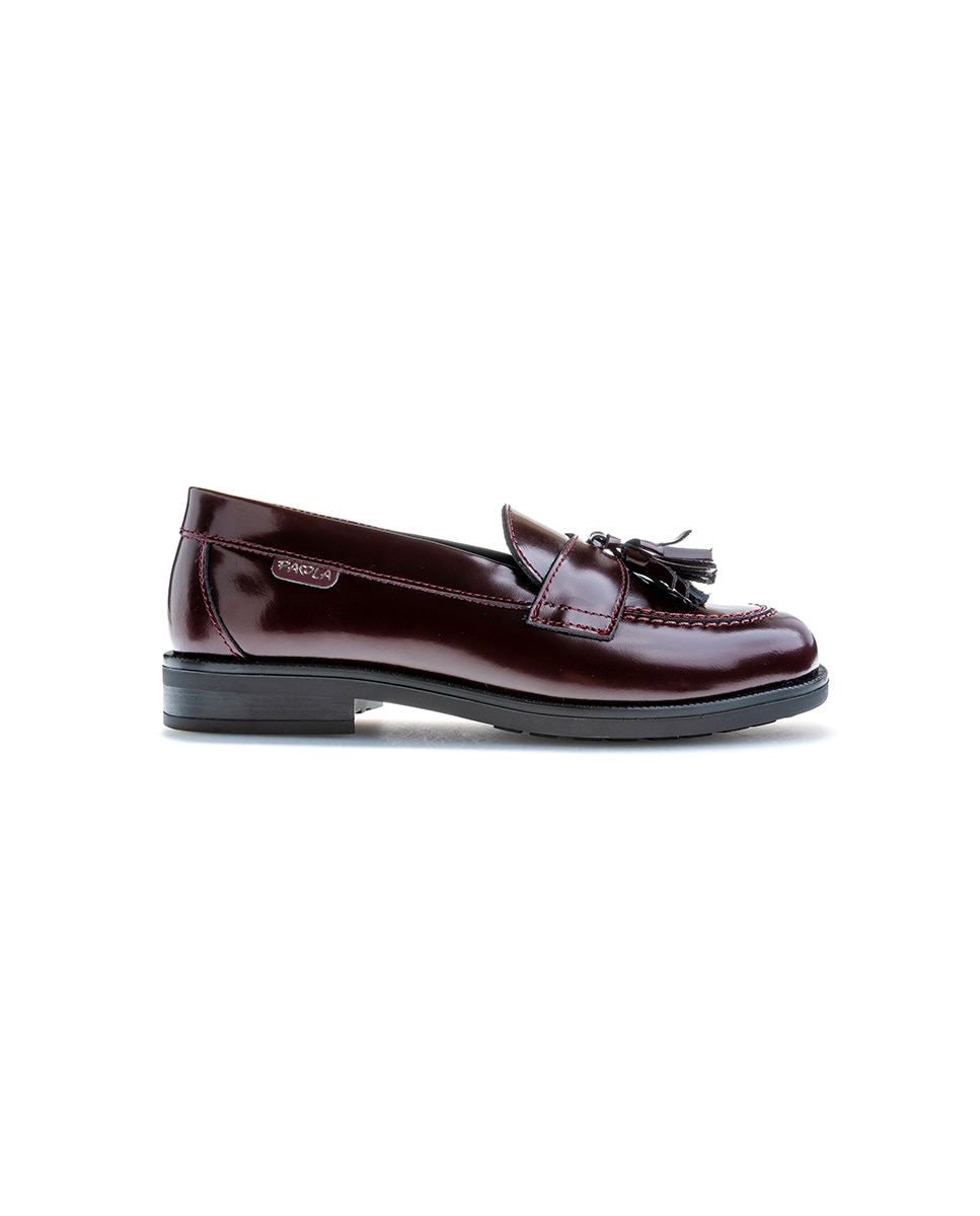 Mocasines de niña de piel para uniforme escolar - Pablosky - Rojo Rojo-6