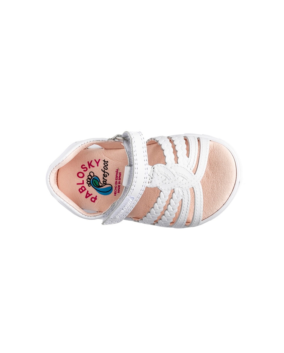 Imagen 5 de Sandalias de bebé niña barefoot con cierre adherente - Pablosky - Blanco Blanco